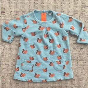Mini Baby Boden Squirrel Print Blue Toddler Dress